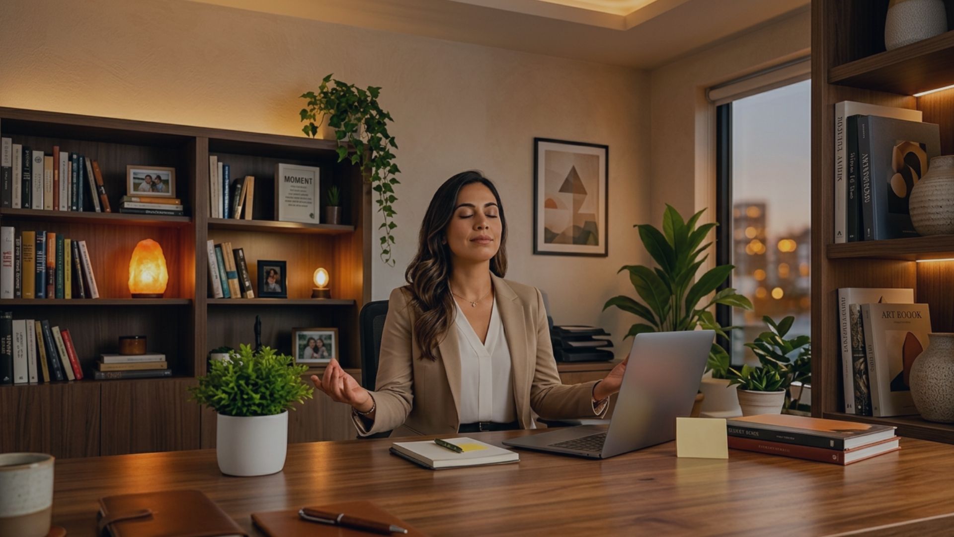 Calm leader in peaceful office